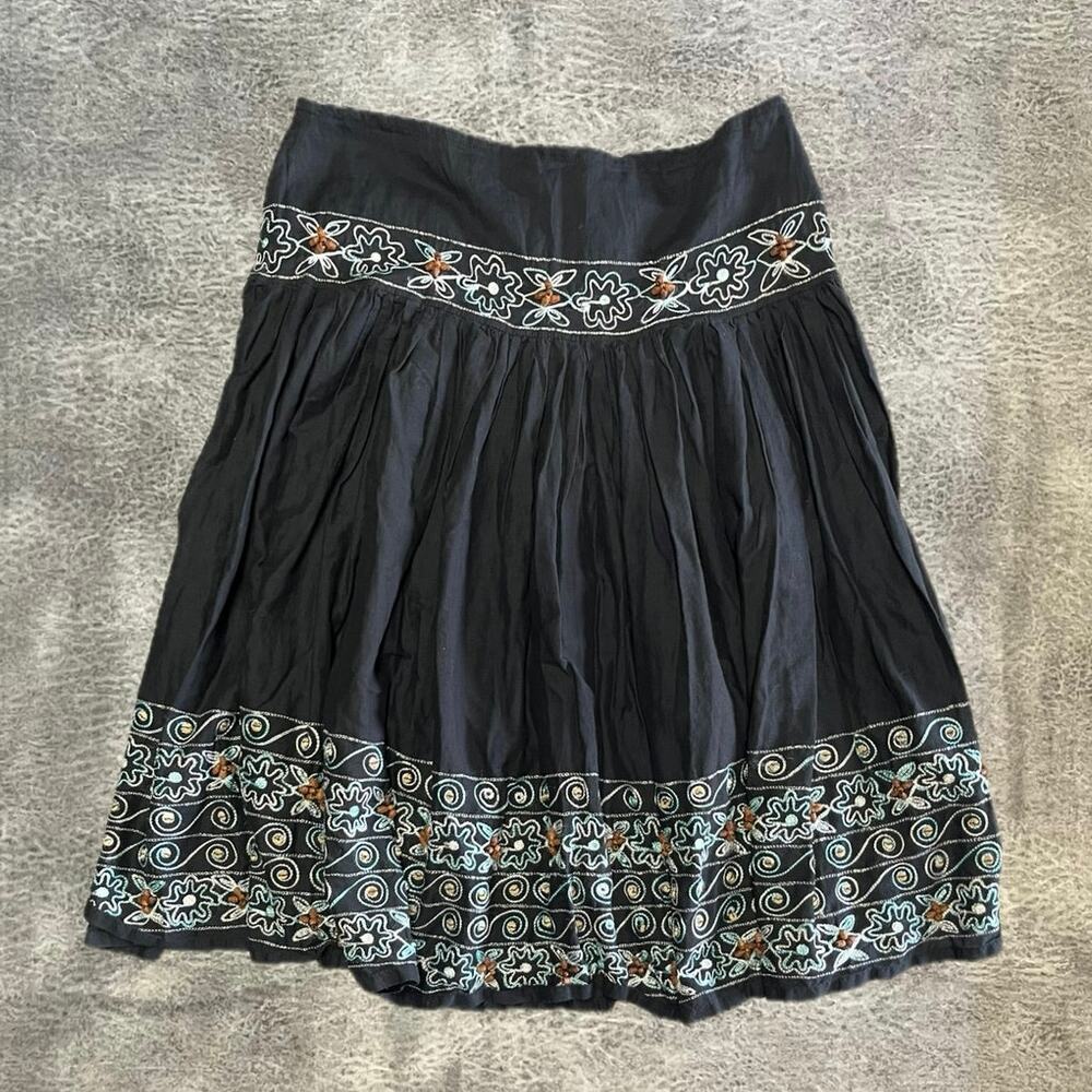 Willi Smith Vintage Embroidered Embellished Midi Skirt
